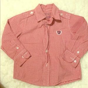 BOYS Red gingham button down